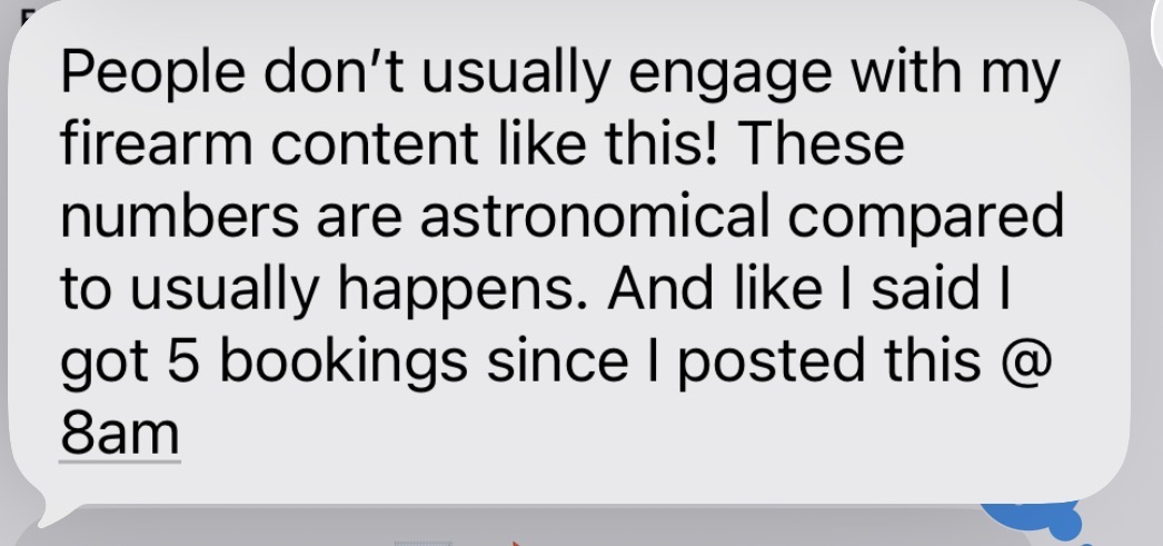 Real client testimonial screenshot